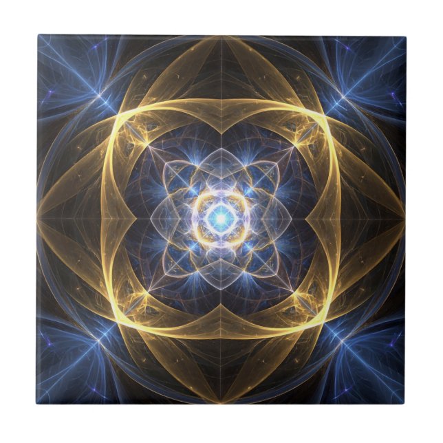 Glows Blue Fraktal Tile Fliese (Vorderseite)