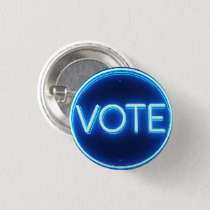 Glows Blue Neon Vote Sign Button