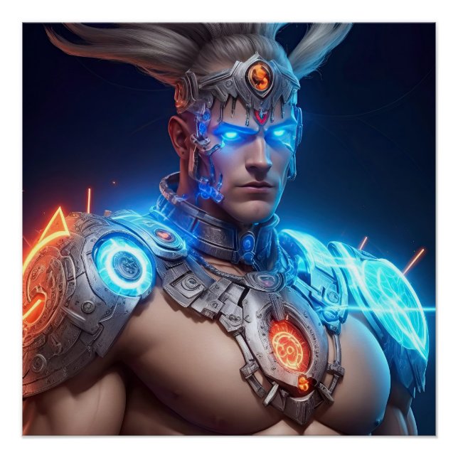 Glows Cyborg Zeus Griechischer Gott Poster (Vorderseite)