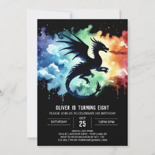 Glows Dragon Birthday Editable Einladung