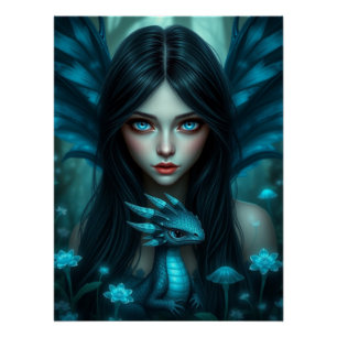 Glows Dragon Fairy Art Poster