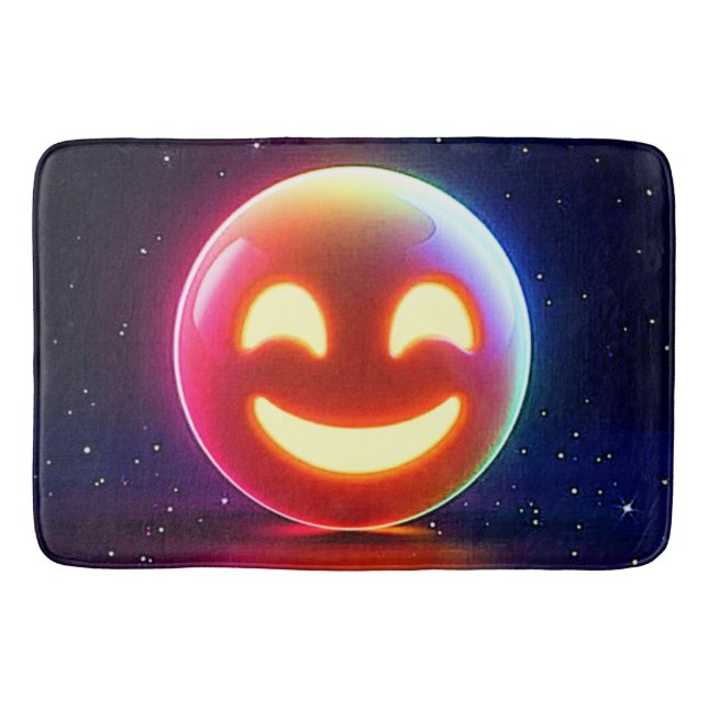 Glows Happy Orb Emoji Badematte (Vorderseite)