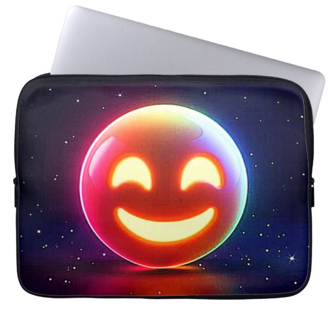 Glows Happy Orb Emoji Laptopschutzhülle (Vorderseite)