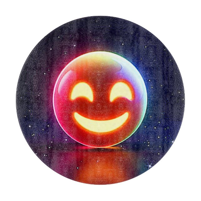 Glows Happy Orb Emoji Schneidebrett (Vorderseite)