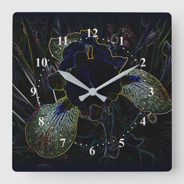 Glows Iris Quadratische Wanduhr (Vorderseite)