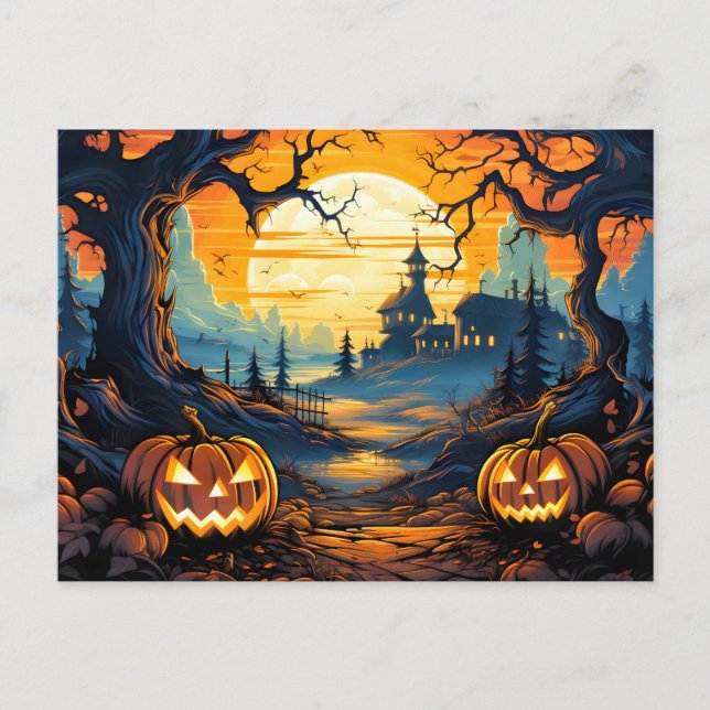 Glows Nefarious Happy Halloween Pumpkins Postkarte (Vorderseite)