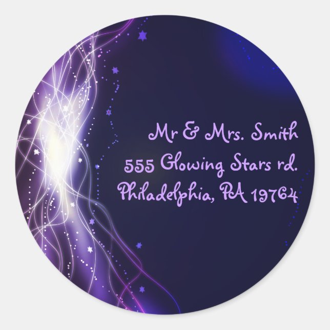 Glows Neon Stars Bat Mitzvah Retern Sticker Siegel (Vorderseite)