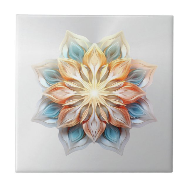 Glows Pastel Colors Mandala Fliese (Vorderseite)