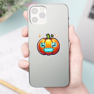 Glows Pixel Pumpkin Vinyl Retro Halloween Aufkleber