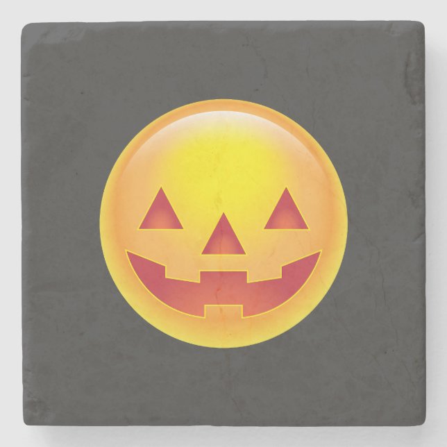 Glows Pumpkin Emoji Steinuntersetzer (Vorderseite)