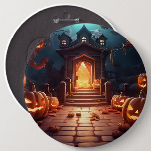 Glows Pumpkin Halloween Button