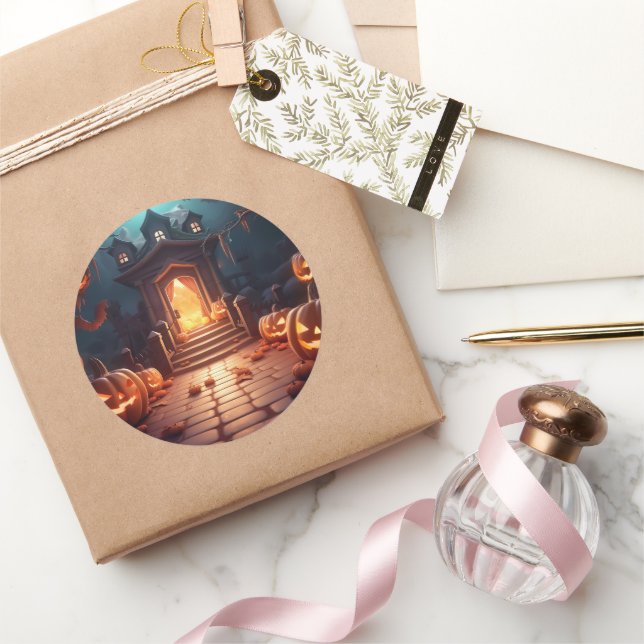 Glows Pumpkin Halloween Runder Aufkleber (Schenken)