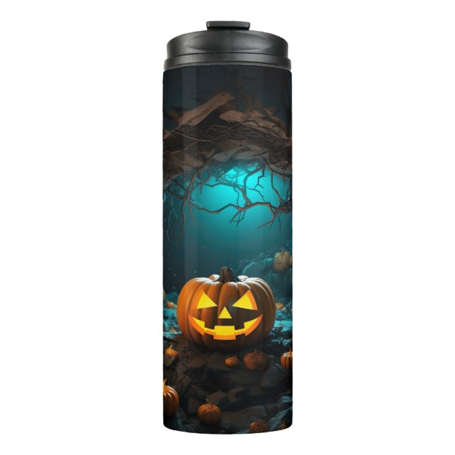 Glows Pumpkin Halloween Thermosbecher (Vorderseite)