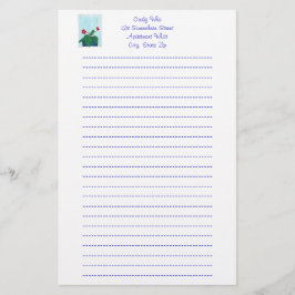 Gloxinia African Violet Blume Lined Stationery Briefpapier
