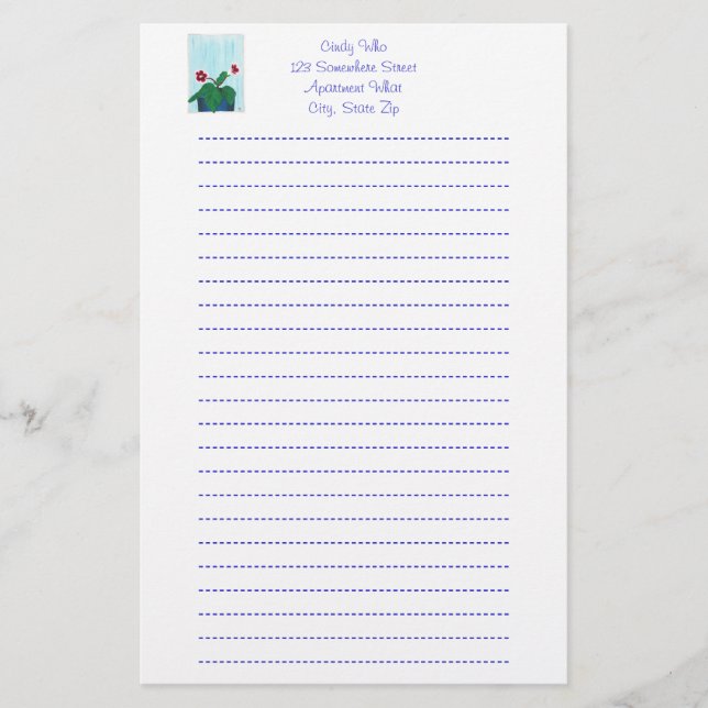 Gloxinia African Violet Blume Lined Stationery Briefpapier (Vorderseite)