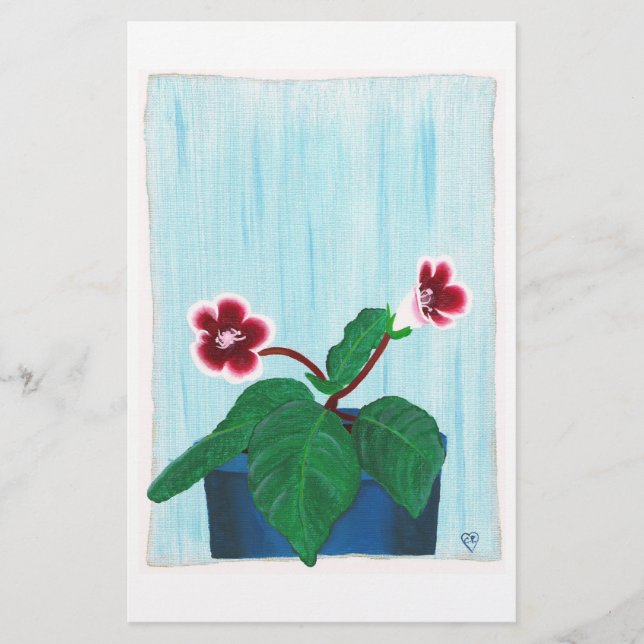Gloxinia African Violet Blume Stationery Briefpapier (Vorderseite)