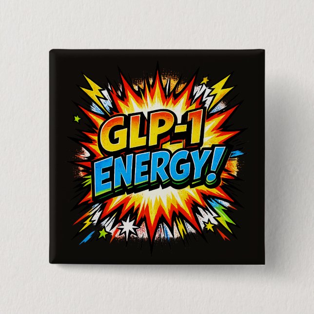 GLP-1 Energie Comic Pop Art Button (Vorderseite)