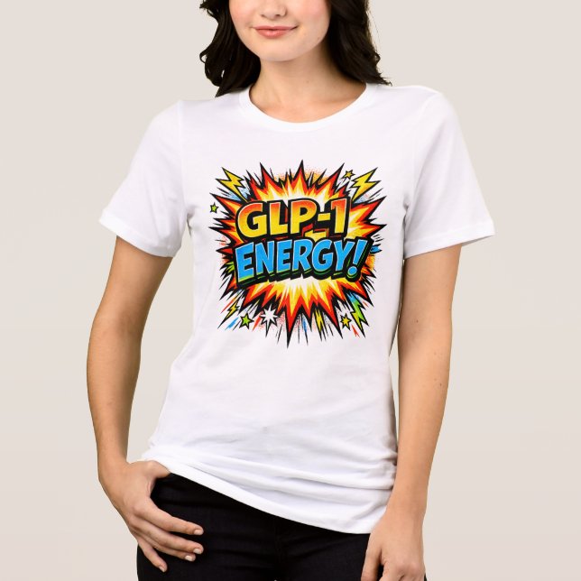 GLP-1 Energie Comic Pop Art Tri-Blend Shirt (Vorderseite)