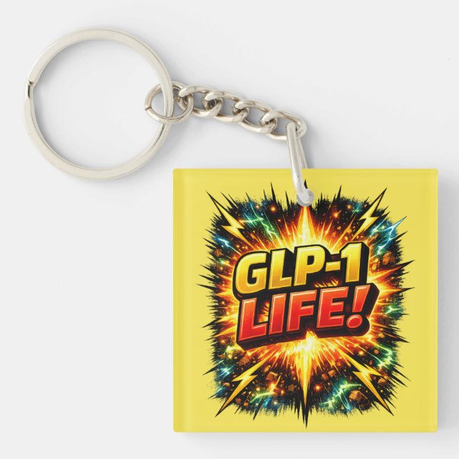 GLP-1 LEBEN! Comic Pop Art Schlüsselanhänger (Vorderseite)