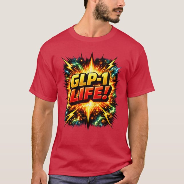 GLP-1 LEBEN! Comic Pop Art T-Shirt (Vorderseite)