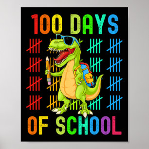 Glück 100 Tage der Schule 100. Tag Dinosaurier Din Poster