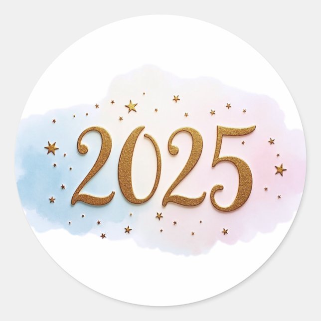 Glück 2025 runder aufkleber (Vorderseite)