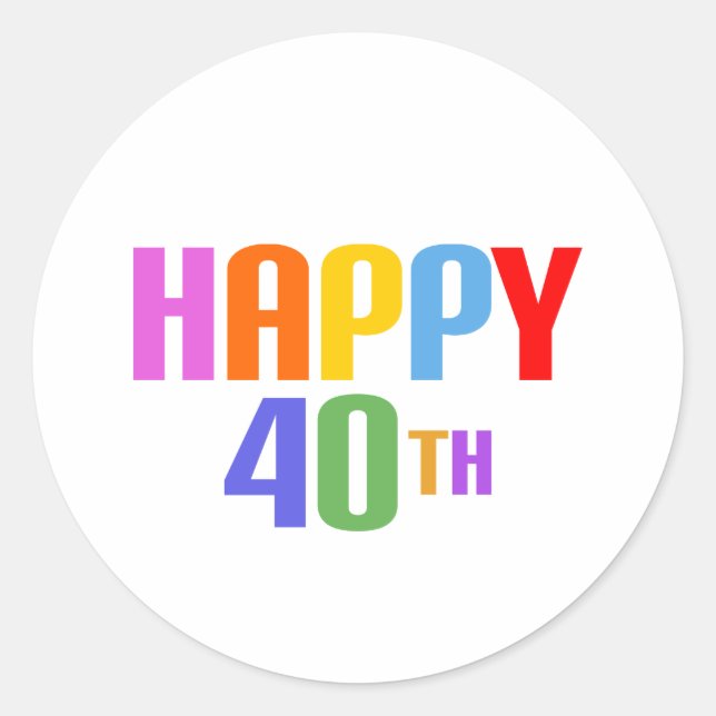 Glück 40. runder aufkleber (Vorderseite)