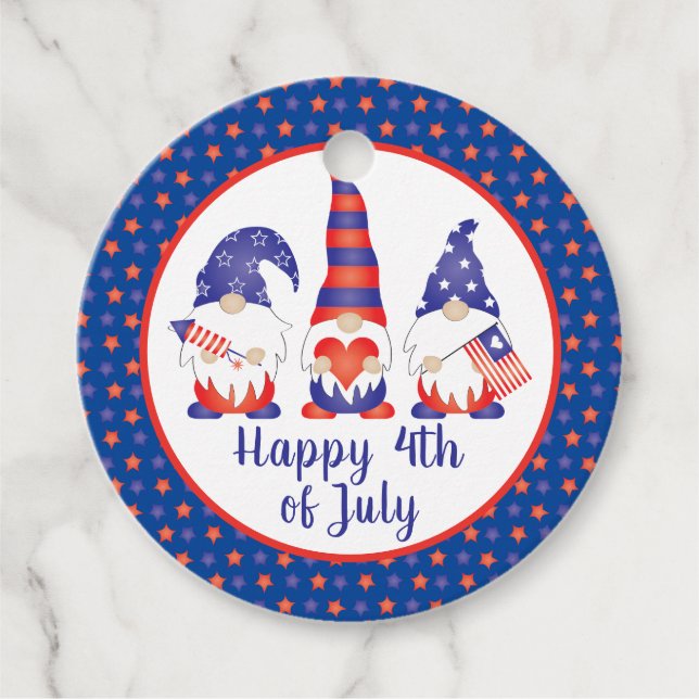 Glück 4. Juli Gnomes Red White Blue Geschenkanhänger (Vorderseite)