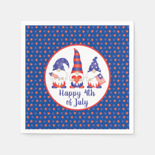 Glück 4. Juli Gnomes Red White Blue Serviette