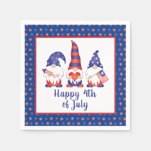 Glück 4. Juli Gnomes Red White Blue Serviette