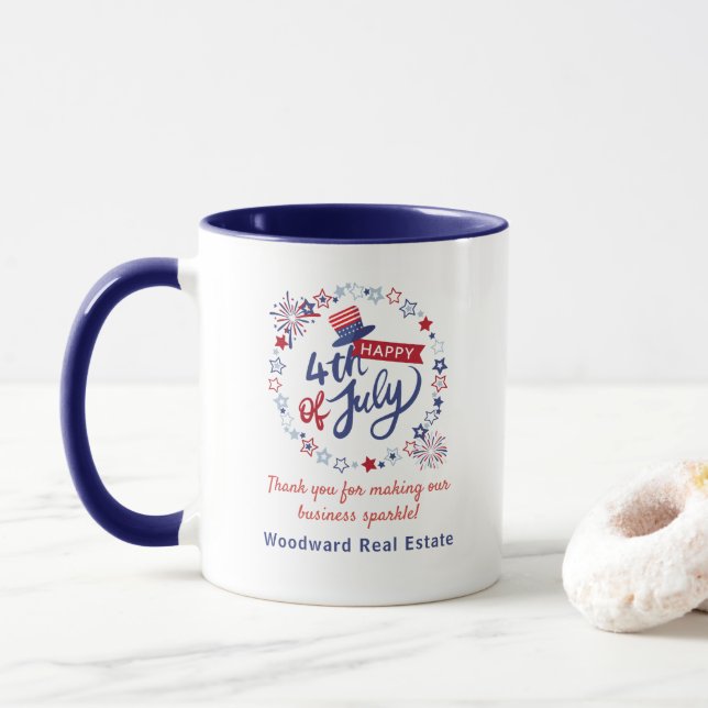 Glück 4. Juli | Reale Werbung für Anwesen Tasse (Mit Donut)