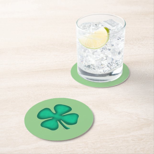 Glück 4 Leaf Irish Clou Grün runde Untersetzer (Vor Ort)