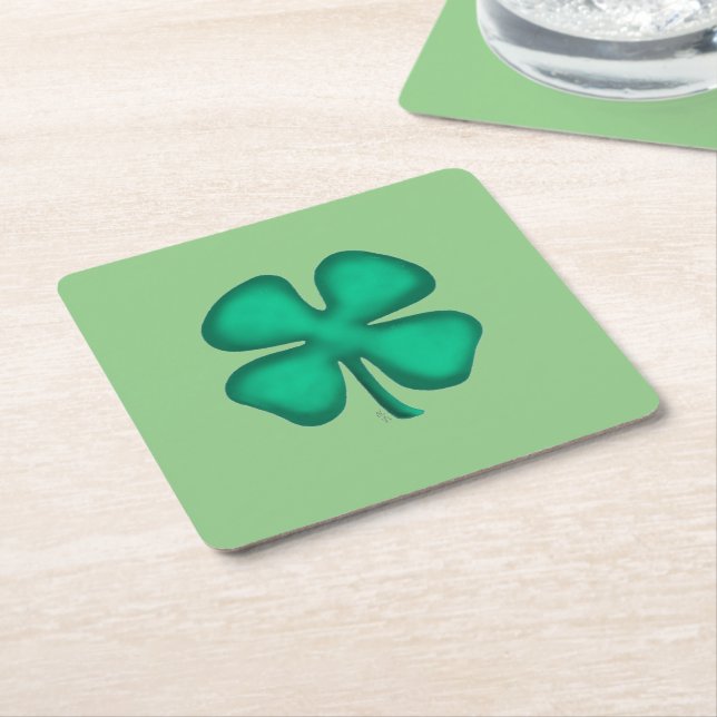 Glück 4 Leaf Irish Clou grüne Papier Untersetzer (angewinkelt)