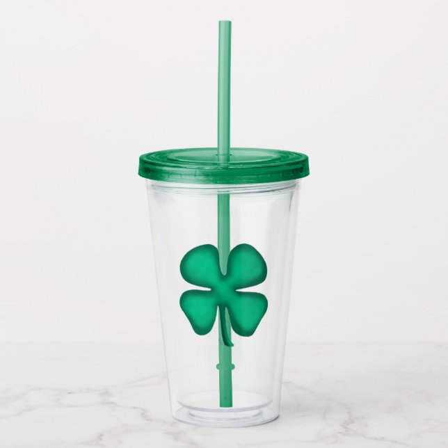 Glück 4 Leaf Irish Clover Acryl Tumbler Acryltrinkbecher (Vorderseite)
