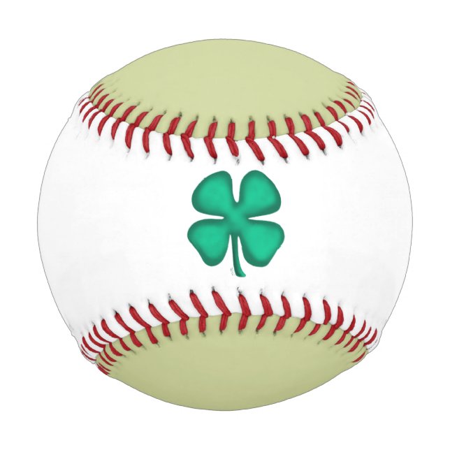 Glück 4 Leaf Irish Clover grün weißes Baseball (Vorderseite)