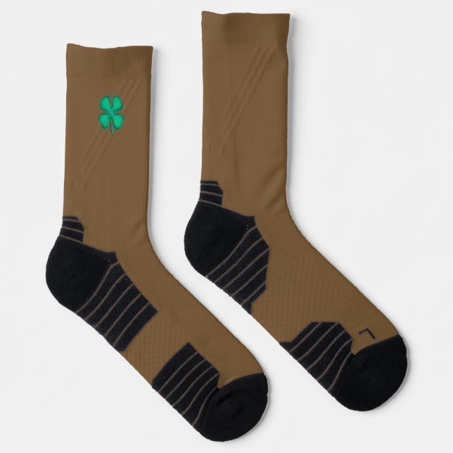 Glück 4 Leaf Irish Clover weiße Performance Socken (Rechts)