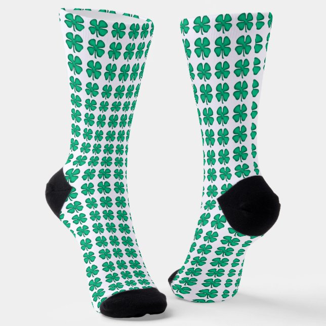 Glück 4 Leaf Irish Clover weiße Premium Socken (Gewinkelt)