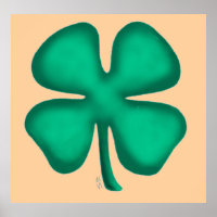 Glück 4 Leaf Irish Clover Wert tan mattes Poster