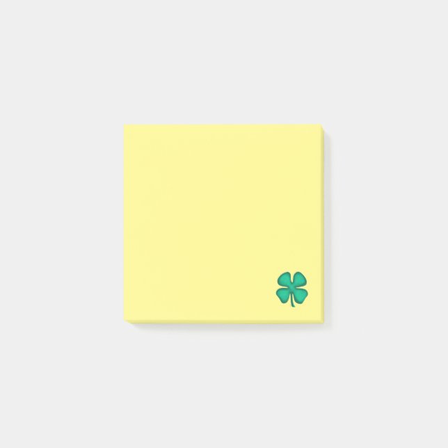 Glück 4 Leaf Irish Kleber gelbe Notizblöcke Post-it Klebezettel (Vorderseite)