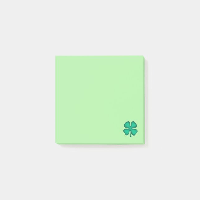 Glück 4 Leaf Irish Kleber Grün 3x3 Notizblöcke Post-it Klebezettel (Vorderseite)