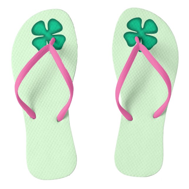 Glück 4 Leaf Irish Kleber Grün Flip Flops (Fußbett)