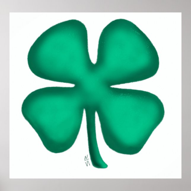 Glück 4 Leaf Irish Kleber weißen Wert Matte Poster (Vorne)