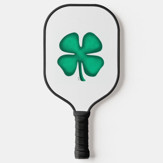 Glück 4 Leaf Irish Kleber weißes Pickleball Paddel Schläger (Vorderseite)