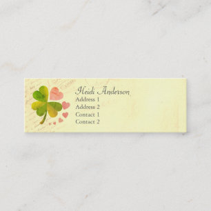 Glück 4 Leaf Liebe Klee Skinny Card Mini Visitenkarte