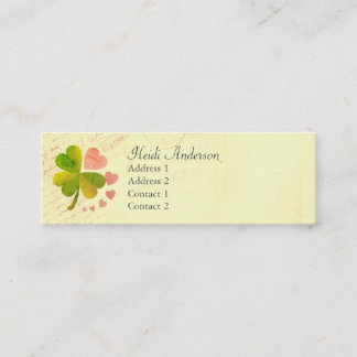 Glück 4 Leaf Liebe Klee Skinny Card Mini Visitenkarte