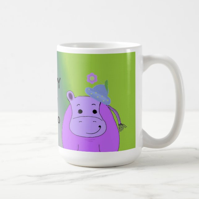 Glück als Hippo - Lila Hippopotamus Tasse (Rechts)