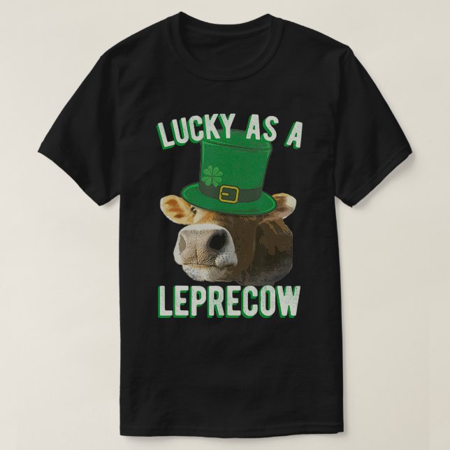 Glück als Leprecow Cute Kuh MashUp St Paddys T-Shirt (Design vorne)