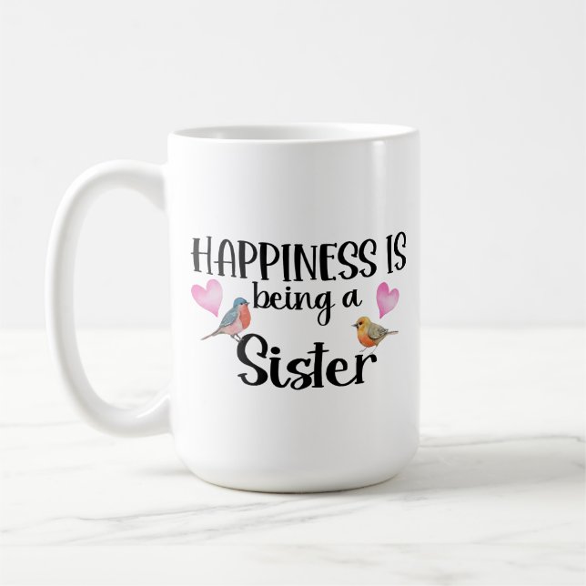 Glück bedeutet, eine Schwester zu sein, große Schw Kaffeetasse (Links)