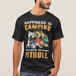 Glück bedeutet Kampieren mit meinem Pitbull-Hund-S T-Shirt