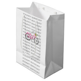 GLÜCK BIRTHDAY Preppy Pink Bicycle Summer Fun Mittlere Geschenktüte